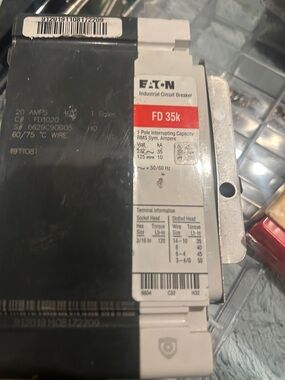 Eaton FD 35k Industrial Circuit Breaker - Black / White